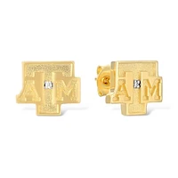 FanDrip Texas A&M Aggies 14K Gold-Plated Diamond Accent Stud Earring