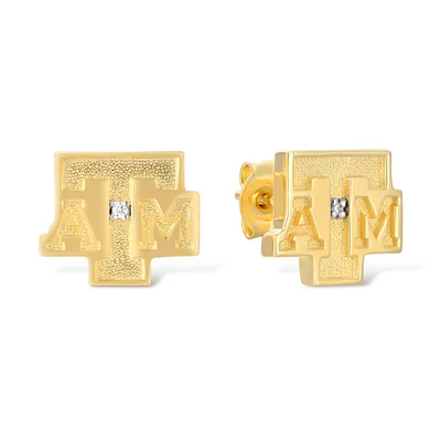FanDrip Texas A&M Aggies 14K Gold-Plated Diamond Accent Stud Earring