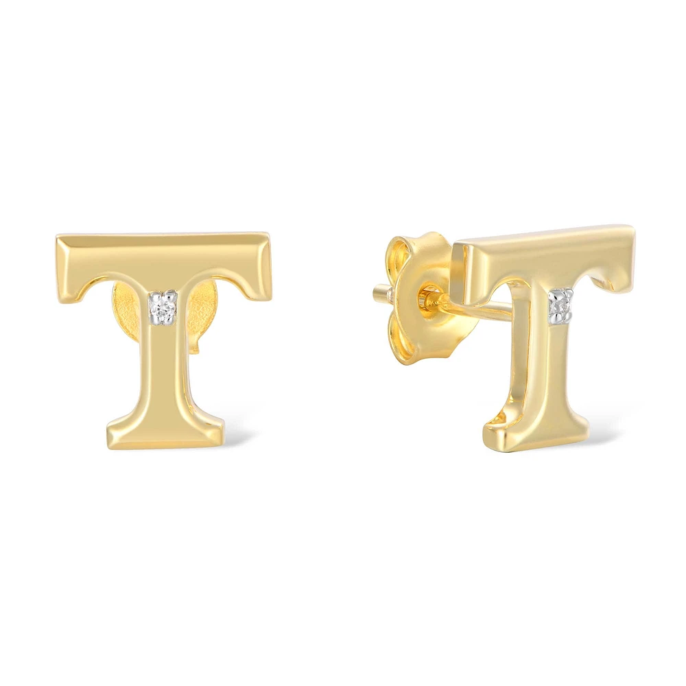 FanDrip Tennessee Volunteers 14K Gold-Plated Diamond Accent Stud Earring