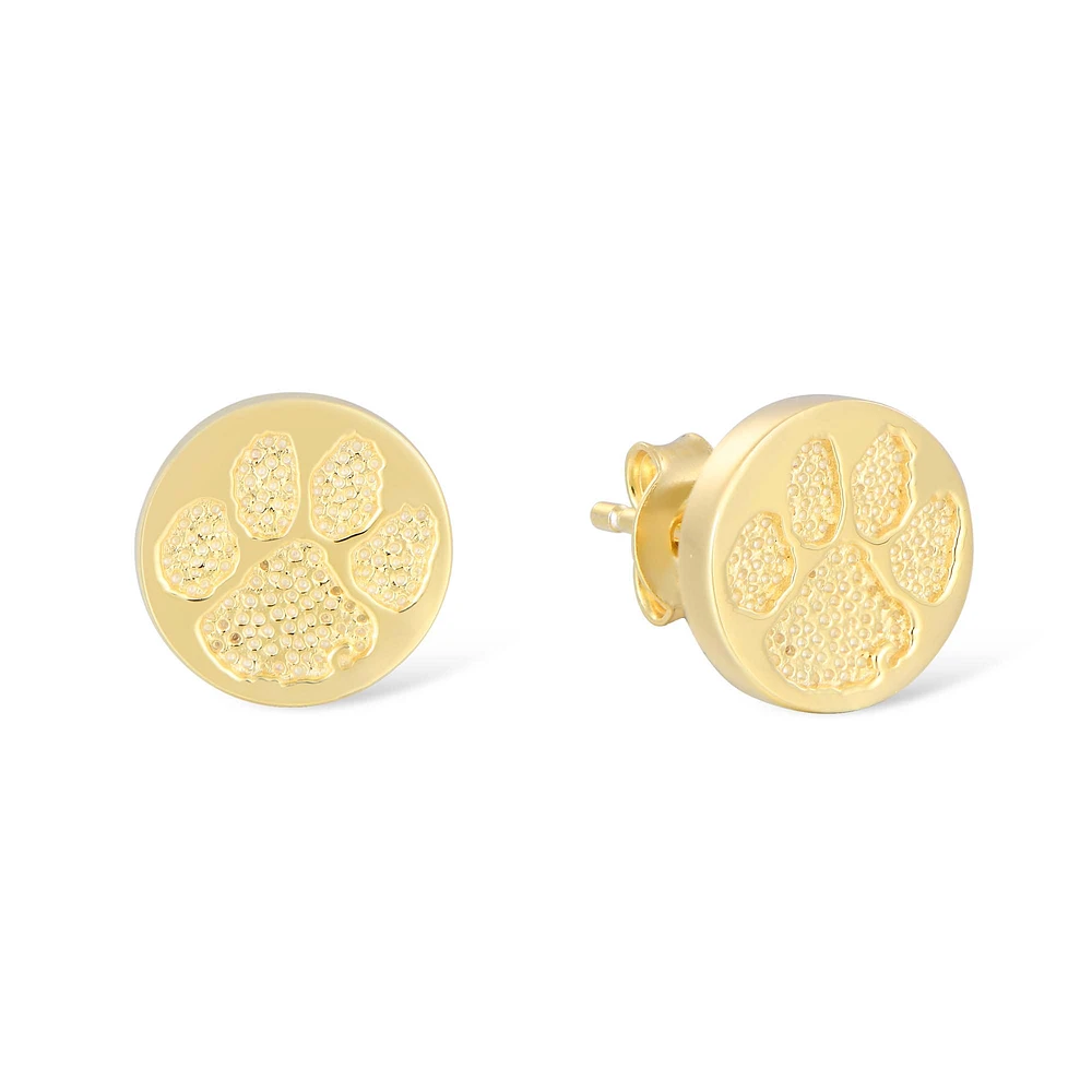 FanDrip Clemson Tigers 14K Gold-Plated Diamond Accent Stud Earring