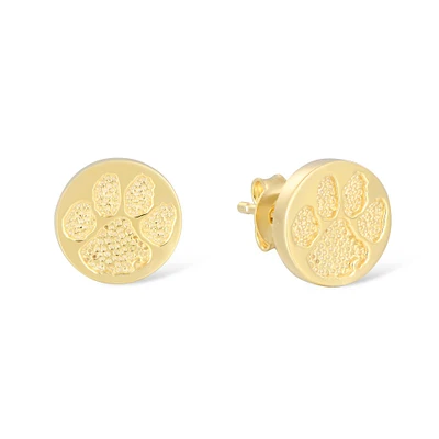 FanDrip Clemson Tigers 14K Gold-Plated Diamond Accent Stud Earring