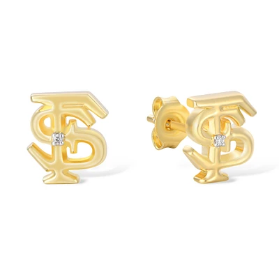 FanDrip Florida State Seminoles 14K Gold-Plated Diamond Accent Stud Earring