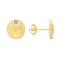 FanDrip Georgia Bulldogs 14K Gold-Plated Diamond Accent Stud Earring