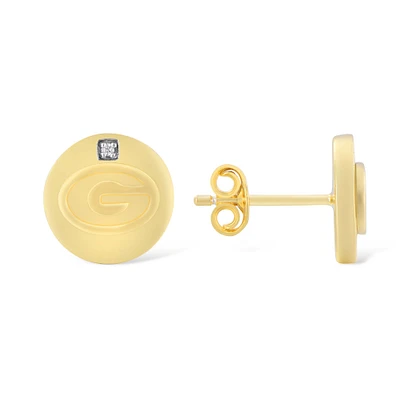 FanDrip Georgia Bulldogs 14K Gold-Plated Diamond Accent Stud Earring
