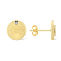 FanDrip Georgia Bulldogs 14K Gold-Plated Diamond Accent Stud Earring