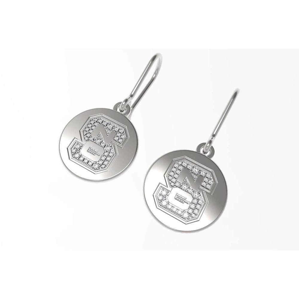 FanDrip NC State Wolfpack Round Diamond Dangle Earrings
