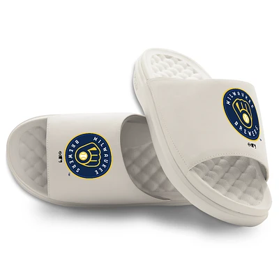Youth ISlide Cream Milwaukee Brewers Primary Motive Slide Sandals