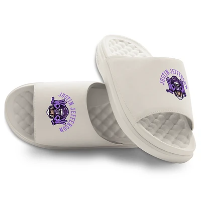 Youth ISlide Justin Jefferson Cream Primary Motive Slide Sandals