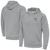 Men's Antigua Heather Gray Air Force Victory Pullover Hoodie