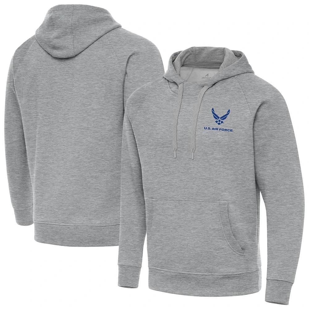 Men's Antigua Heather Gray Air Force Victory Pullover Hoodie