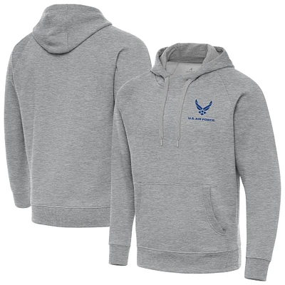 Men's Antigua Heather Gray Air Force Victory Pullover Hoodie