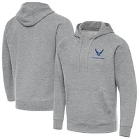 Men's Antigua Heather Gray Air Force Victory Pullover Hoodie