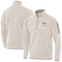 Men's Antigua Oatmeal Air Force Fortune Quarter-Zip Pullover Jacket