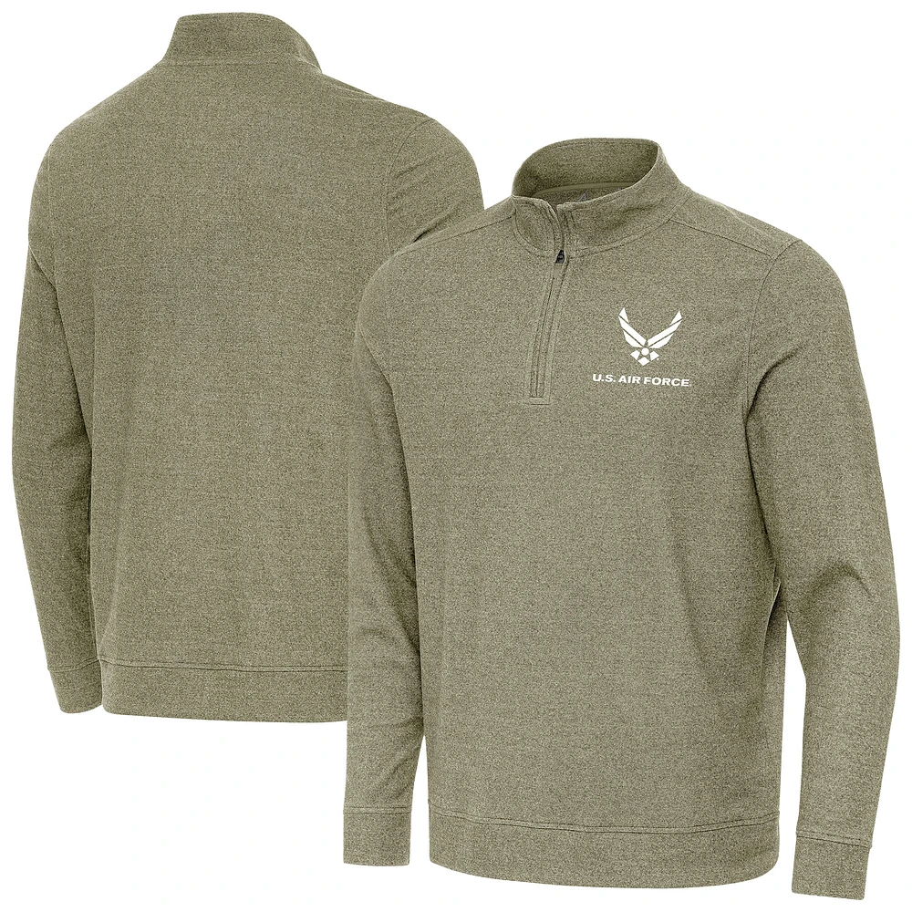 Men's Antigua Olive Air Force Subtle Quarter-Zip Jacket