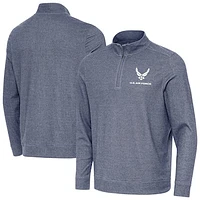 Men's Antigua Heather Navy Air Force Subtle Quarter-Zip Jacket
