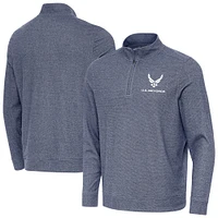 Men's Antigua Heather Navy Air Force Subtle Quarter-Zip Jacket