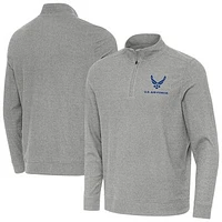 Men's Antigua Heather Air Force Subtle Quarter-Zip Jacket