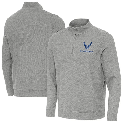 Men's Antigua Heather Air Force Subtle Quarter-Zip Jacket
