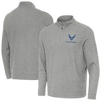 Men's Antigua Heather Air Force Subtle Quarter-Zip Jacket