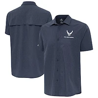 Men's Antigua Navy Air Force Activate Woven Short Sleeve Button-Up Shirt