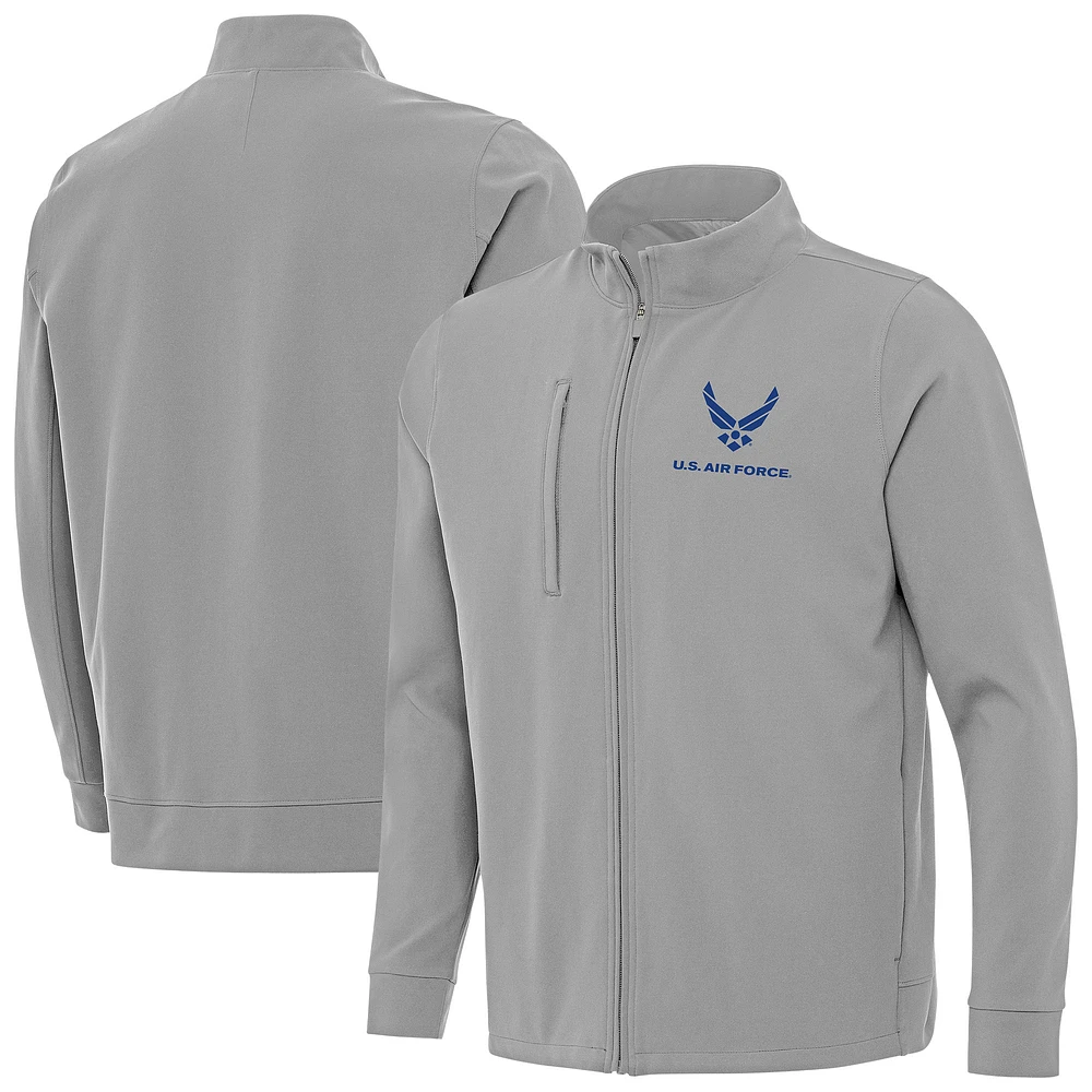 Men's Antigua Gray Air Force Regard Full-Zip Jacket