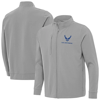 Men's Antigua Gray Air Force Regard Full-Zip Jacket
