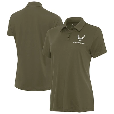 Women's Antigua Olive Air Force Reprocess Polo