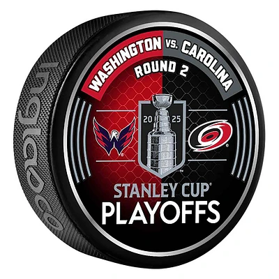 Inglasco Washington Capitals vs. Carolina Hurricanes 2025 Stanley Cup Playoffs Second Round Dueling Match-Up Hockey Puck