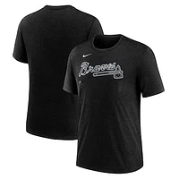 Men's Nike  Heather Black Atlanta Braves Lights Out Tri-Blend T-Shirt