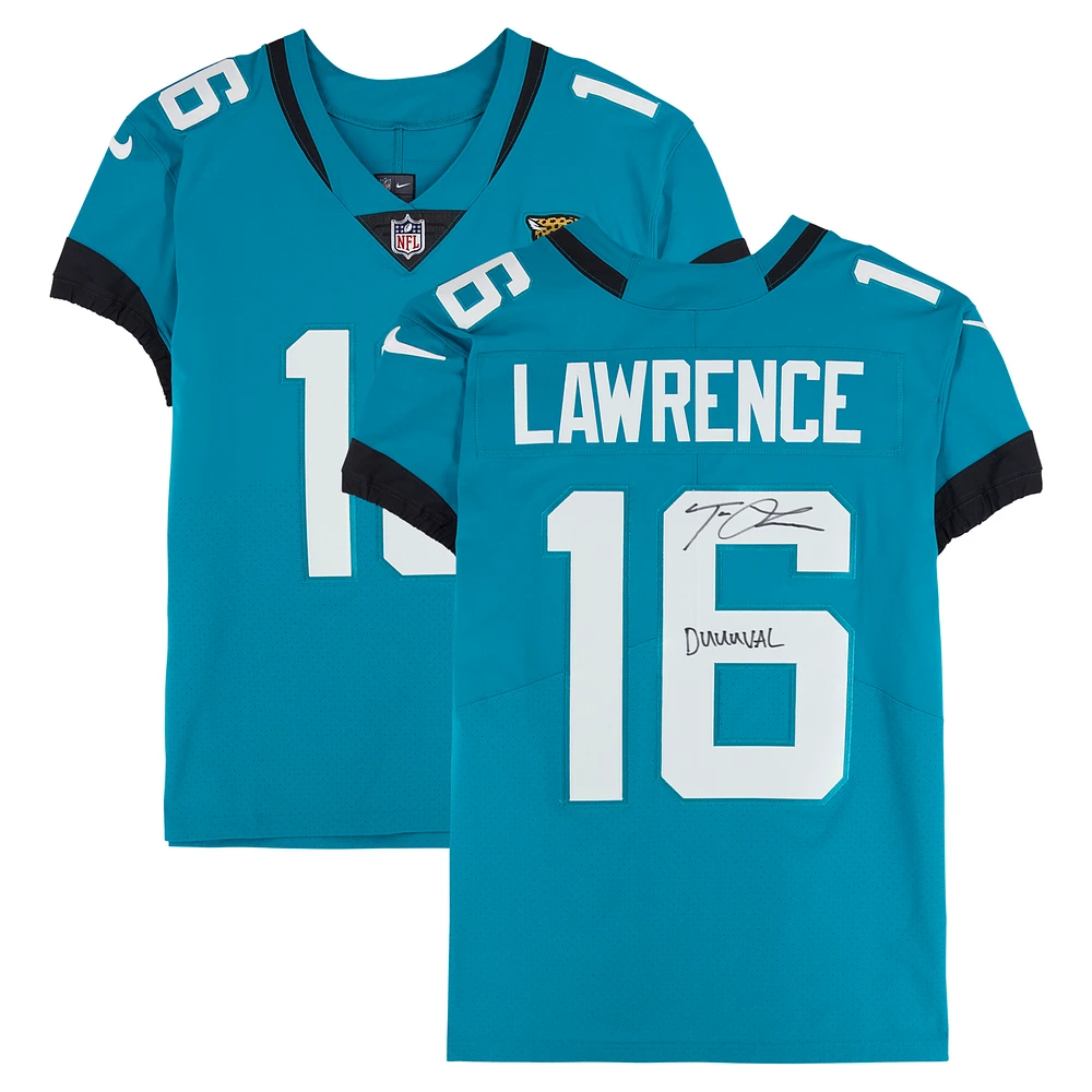 Trevor Lawrence Jacksonville Jaguars Autographed Teal Nike Elite Jersey with "Duuuval" Inscription