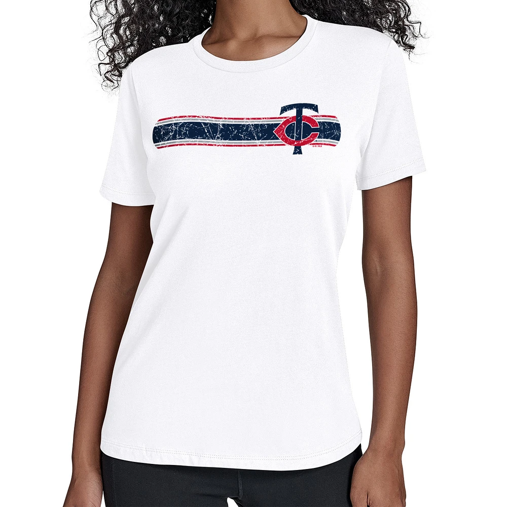Women's Starter White Minnesota Twins Team Stripe T-Shirt
