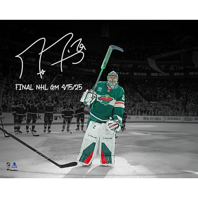 Marc-Andre Fleury Minnesota Wild Autographed 16" x 20" Final NHL Regular Season Game Spotlight Photograph with "Final NHL GM 4/15/25" Inscription