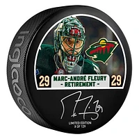 Marc-Andre Fleury Minnesota Wild Autographed NHL Retirement Hockey Puck - Limited Edition of 129