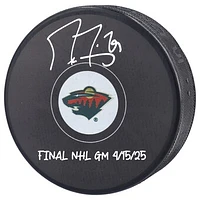 Marc-Andre Fleury Minnesota Wild Autographed Hockey Puck with "Final NHL GM 4/15/25" Inscription