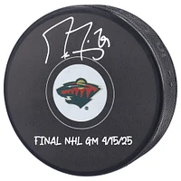 Marc-Andre Fleury Minnesota Wild Autographed Hockey Puck with "Final NHL GM 4/15/25" Inscription