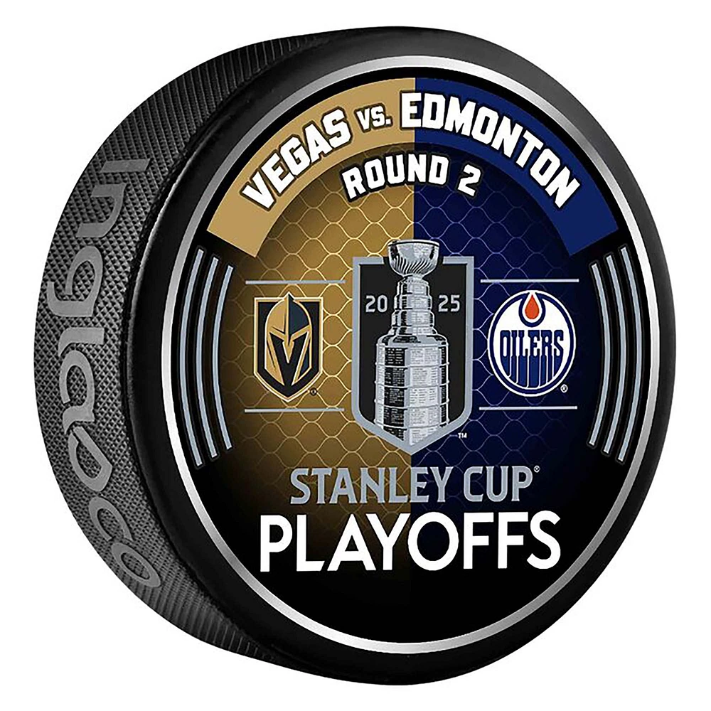 Inglasco Vegas Golden Knights vs. Edmonton Oilers 2025 Stanley Cup Playoffs Second Round Dueling Match-Up Hockey Puck