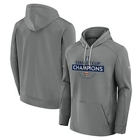 Men's Fanatics Gray Florida Panthers 2025 Stanley Cup Champions Authentic Pro Rink Fleece Pullover Hoodie