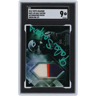 Gale Sayers Chicago Bears Autographed 2015 Topps Diamond 3 Color Relic #DAPC-GS #5/5 SGC Authenticated 9 Card