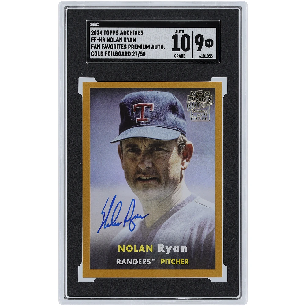 Nolan Ryan Texas Rangers Autographed 2024 Topps Archives Gold #FF-NR #27/50 SGC Authenticated 9/10 Card
