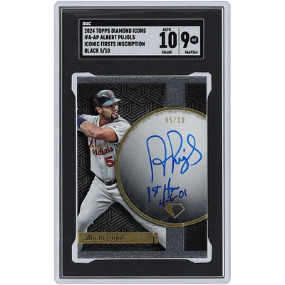 Albert Pujols St. Louis Cardinals Autographed 2024 Topps Diamond Icons Iconic Firsts Jersey Number #IFA-AP #5/10 SGC Authenticated 9/10 Card with "1st HR 4/6/01" Inscription