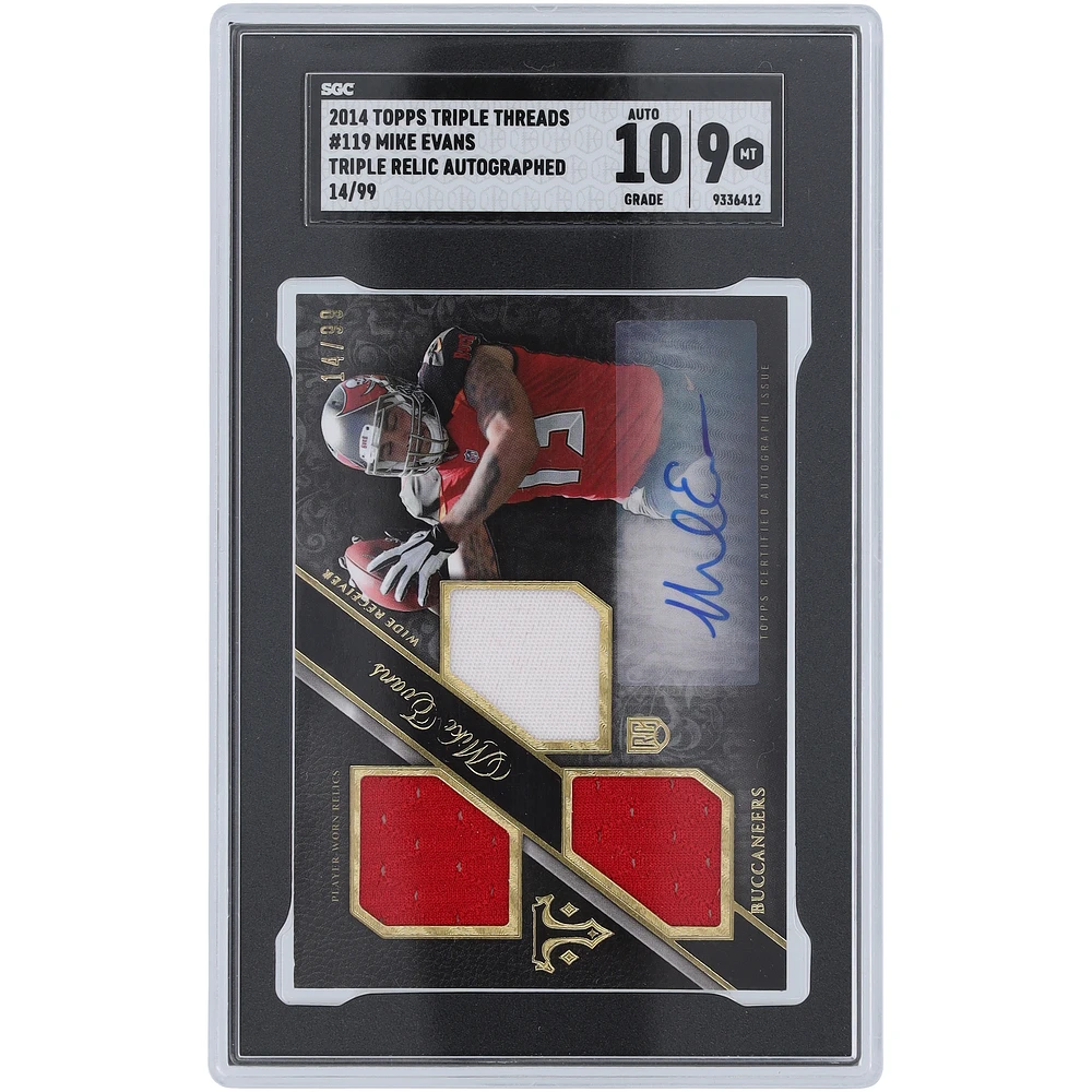 Mike Evans Tampa Bay Buccaneers Autographed 2014 Topps Triple Threads Triple Relic #119 #14/99 SGC Authenticated 9/10 Card