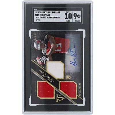 Mike Evans Tampa Bay Buccaneers Autographed 2014 Topps Triple Threads Triple Relic #119 #14/99 SGC Authenticated 9/10 Card