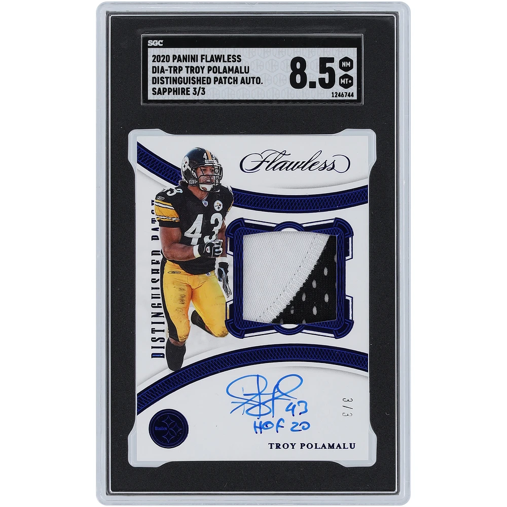 Troy Polamalu Pittsburgh Steelers Autographed 2020 Panini Flawless 2 Color Relic #DIA-TRP #3/3 SGC Authenticated 8.5 Card with "HOF 20" Inscription