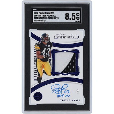 Troy Polamalu Pittsburgh Steelers Autographed 2020 Panini Flawless 2 Color Relic #DIA-TRP #3/3 SGC Authenticated 8.5 Card with "HOF 20" Inscription