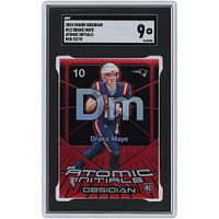 Drake Maye New England Patriots 2024 Panini Obsidian Atomic Initials Red #13 #22/75 SGC Authenticated 9 Rookie Card