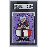 Drake Maye New England Patriots 2024 Panini Obsidian Dual Relic Purple #CEM-DME #12/49 SGC Authenticated 9.5 Rookie Card