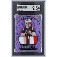 Drake Maye New England Patriots 2024 Panini Obsidian Dual Relic Purple #CEM-DME #12/49 SGC Authenticated 9.5 Rookie Card