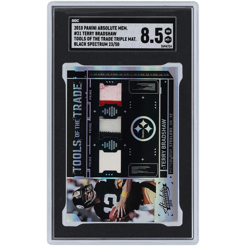 Terry Bradshaw Pittsburgh Steelers 2010 Panini Absolute Triple GU Relic #31 #23/50 SGC Authenticated 8.5 Card