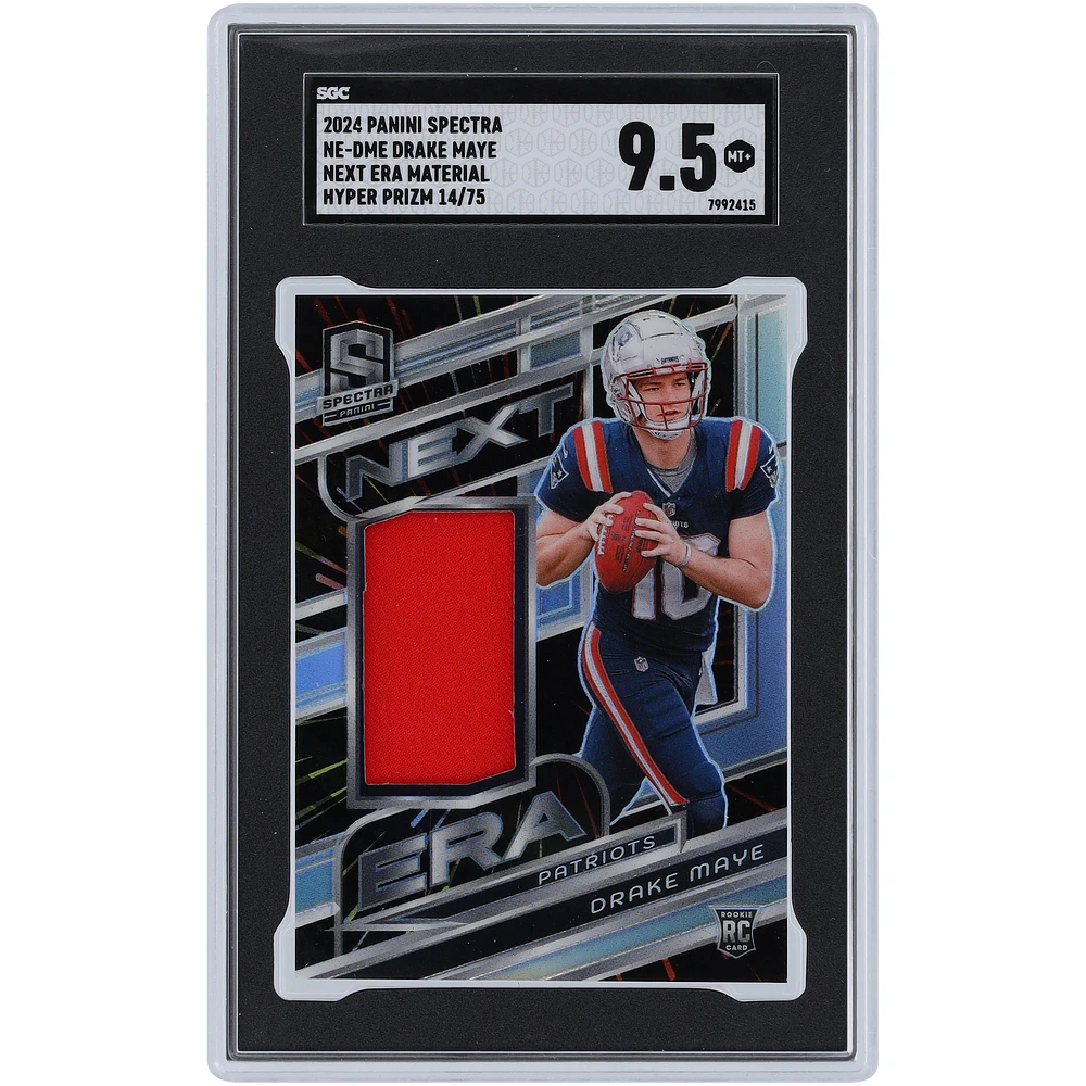 Drake Maye New England Patriots 2024 Panini Spectra Jumbo Relic #NE-DME #14/75 SGC Authenticated 9.5 Rookie Card