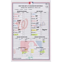 Washington Nationals Game-Used Lineup Card vs. New York Mets on April 26, 2025